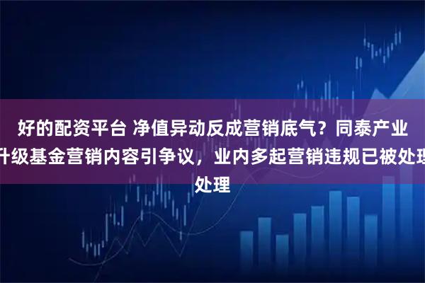 好的配资平台 净值异动反成营销底气？同泰产业升级基金营销内容引争议，业内多起营销违规已被处理